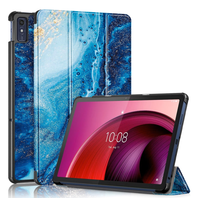 3-folding Magnetic Buckle Coloured Drawing Leather Smart Tablet Case, For Lenovo Tab M10 5G 10.6