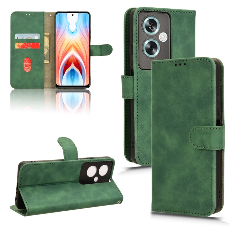 Magnetic flip leather phone case, green with camera cutout and front stand