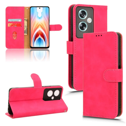 Magnetic flip leather phone case, rose red with camera cutout and front stand
