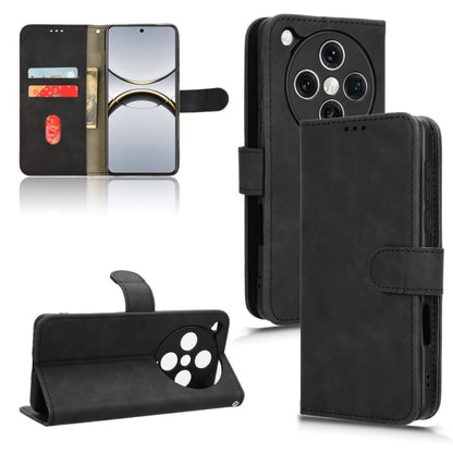 Magnetic flip leather phone case, black, front flip closed with camera cutout