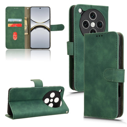 Magnetic flip leather phone case, green with card slot and stand flap
