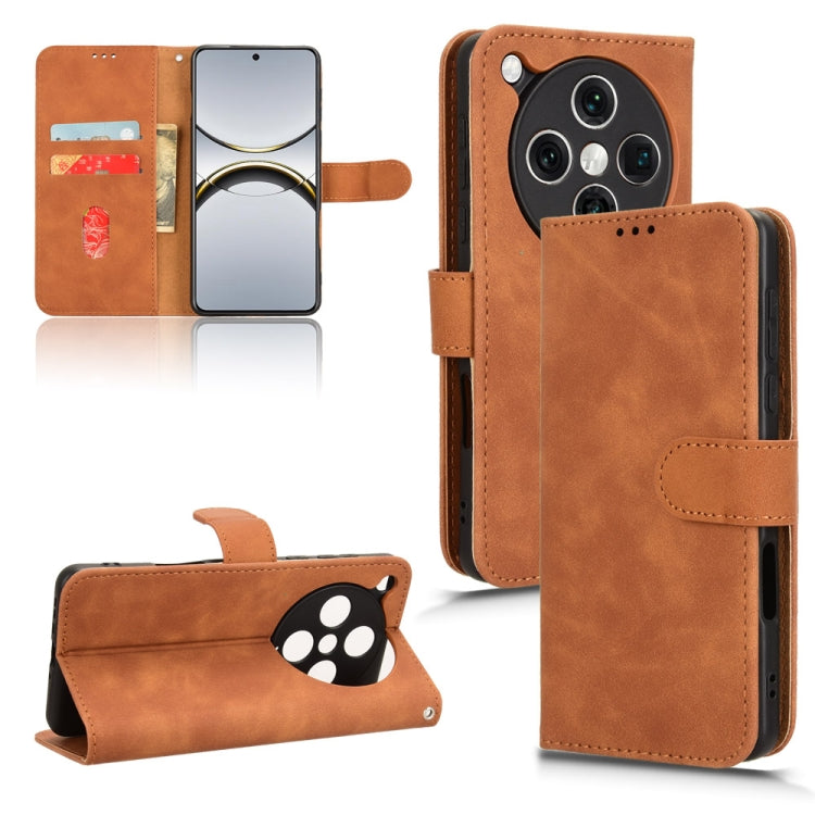 Magnetic flip leather phone case, brown with card slot and stand flap