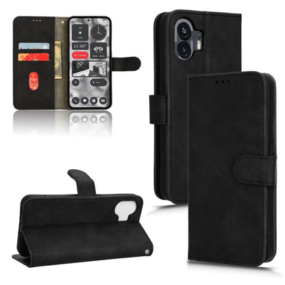 Black magnetic flip leather phone case with card slots and fold-out stand for phone.