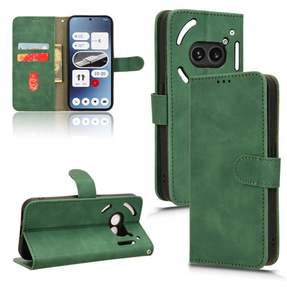 Green magnetic flip leather phone case with card slots and fold-out stand for phone.