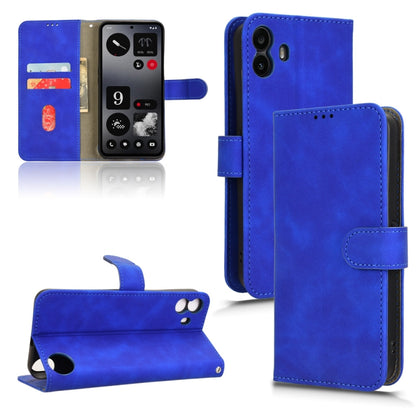 Blue magnetic flip leather phone case with card slots and front flap
