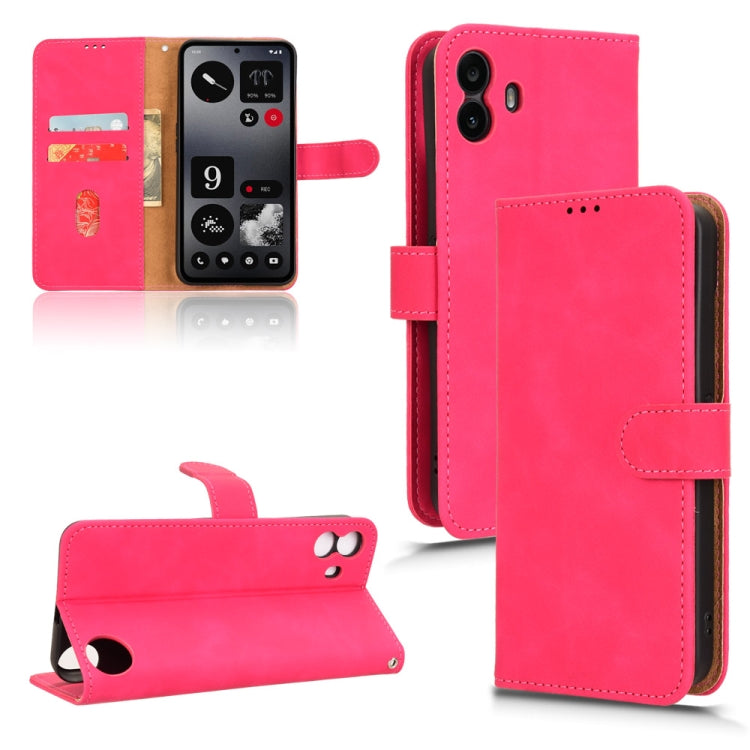 Rose red magnetic flip leather phone case with front flap and card slots