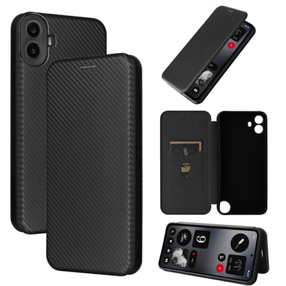 Carbon-fiber flip phone case in dark gray with card window and camera cutouts