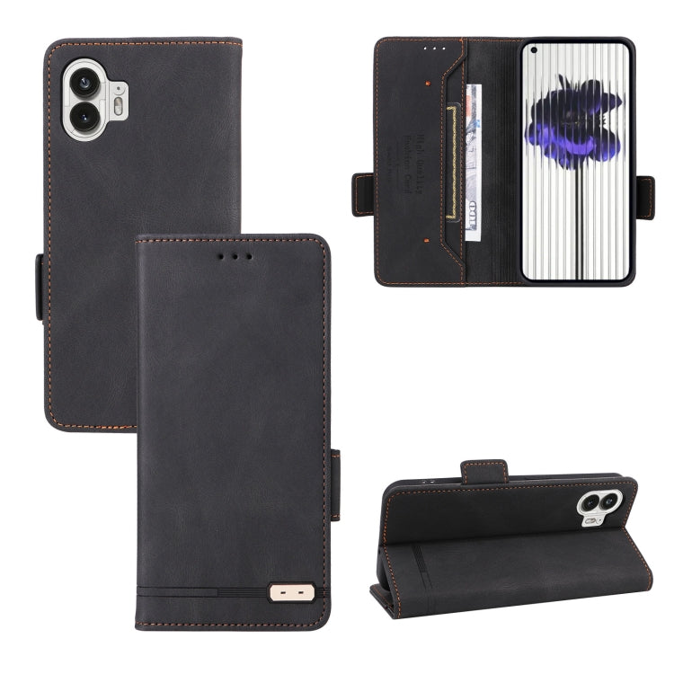 Magnetic clasp leather phone case, black folio wallet with stand and camera cutout