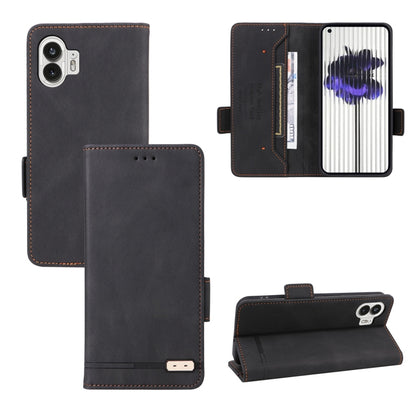 Magnetic clasp leather phone case, black folio wallet with stand and camera cutout