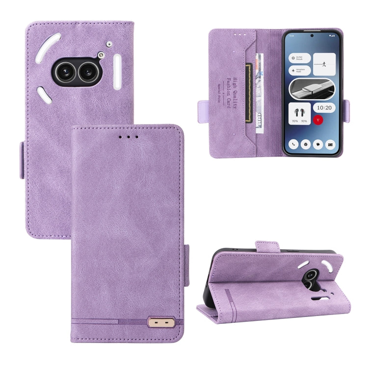 Magnetic clasp leather phone case, purple folio wallet with stand and camera cutout