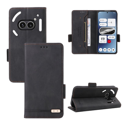 Magnetic clasp leather phone case, black folio wallet with stand and camera cutout