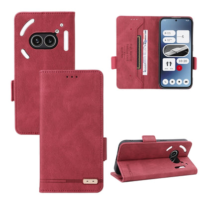Magnetic clasp leather phone case, red folio wallet with stand and camera cutout