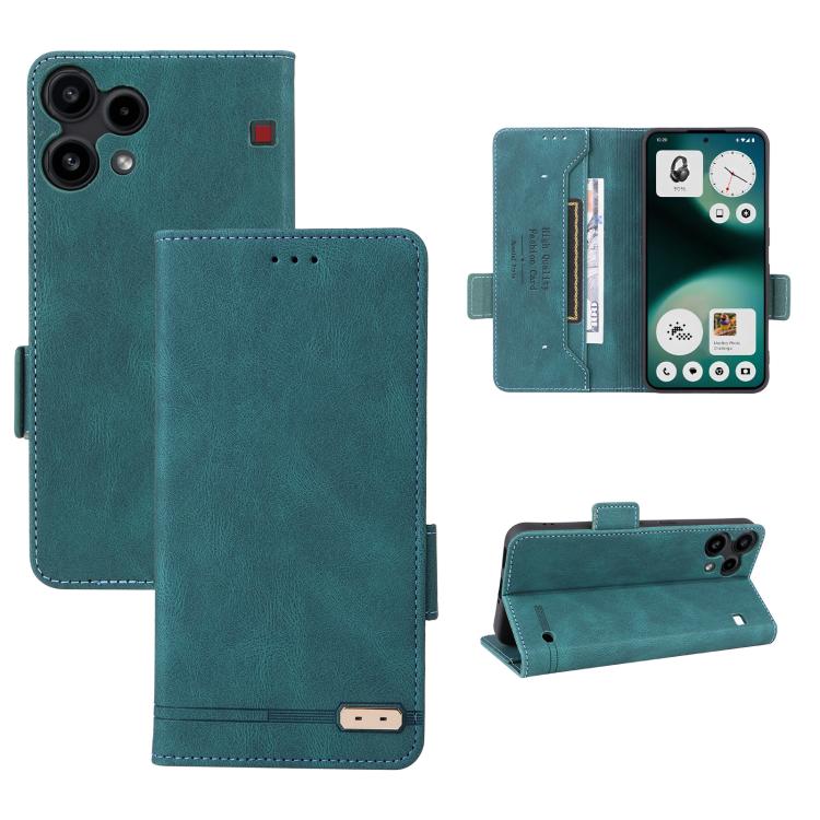 Magnetic clasp leather phone case with folio cover, turquoise teal