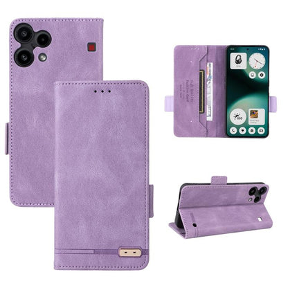 Magnetic clasp leather phone case with folio cover, lavender purple