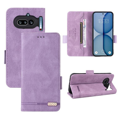 Magnetic clasp leather phone case with folio cover, light purple