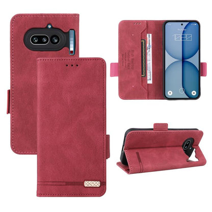 Magnetic clasp leather phone case with folio cover, deep red