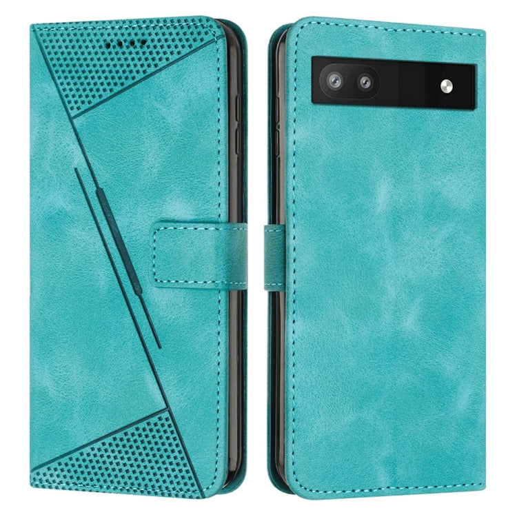 Teal leather flip phone case with card slot and dual-camera cutout.