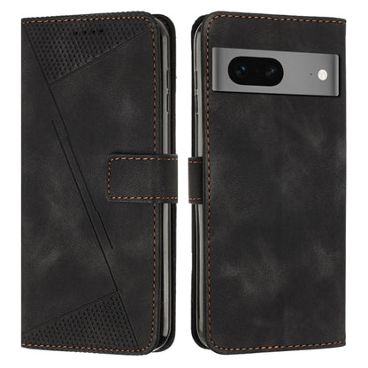 Black leather flip phone case with card slot and geometric triangle cutouts.