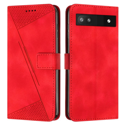 Red leather phone case with lanyard, snap strap, perforated triangle design, card slot