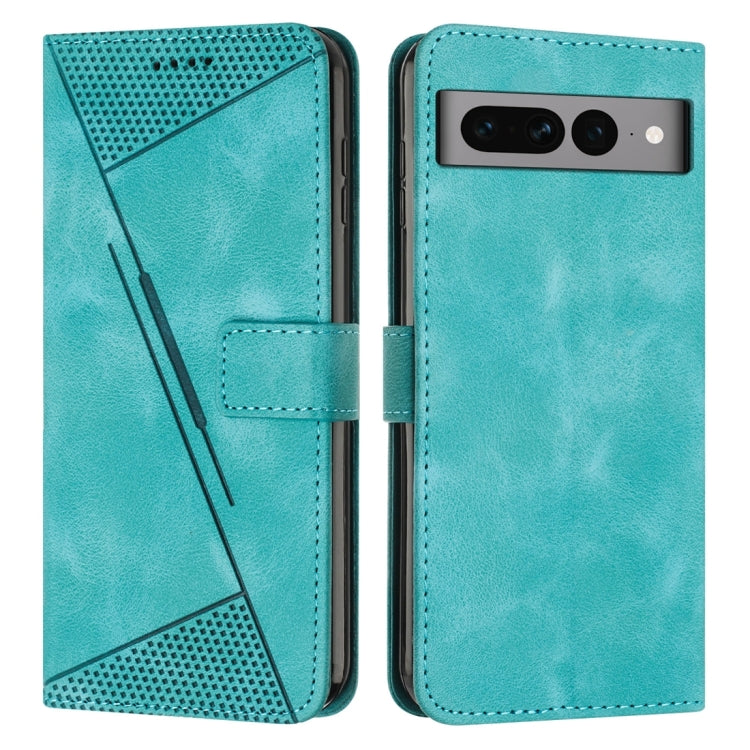 Teal leather-look phone folio case with perforated triangle panel and card slot