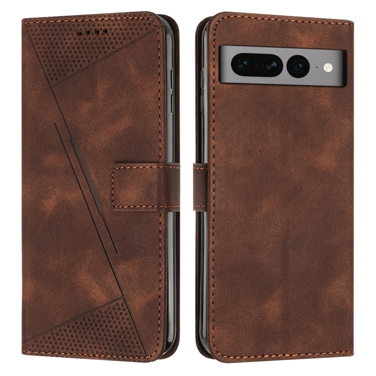Brown leather-look phone folio case with perforated triangle panel and card slot