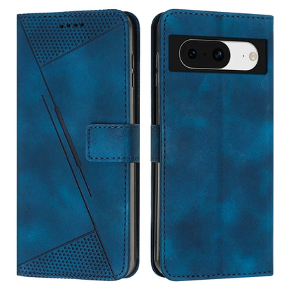 Blue leather phone case with lanyard, snap strap, perforated triangle design, card slot