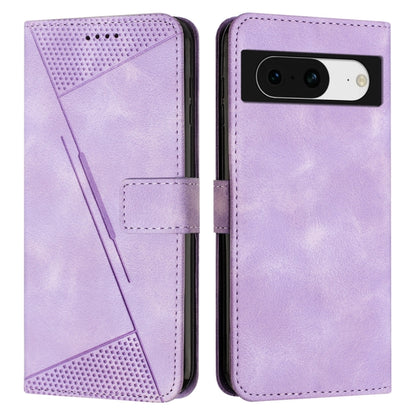 Purple leather phone case with lanyard, snap strap, perforated triangle design, card slot