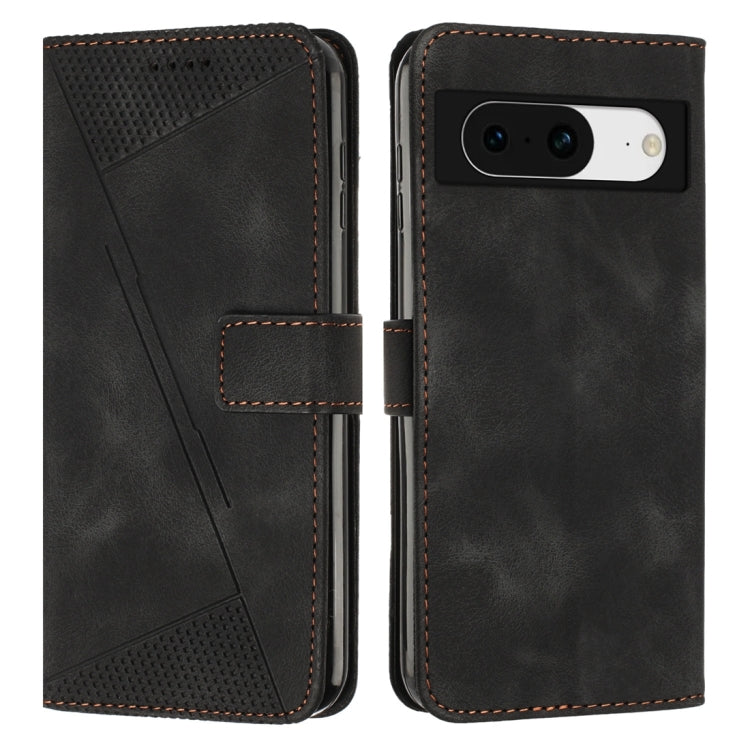 Black leather phone case with lanyard, snap strap, perforated triangle design, card slot