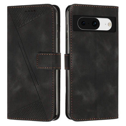 Black leather phone case with lanyard, snap strap, perforated triangle design, card slot