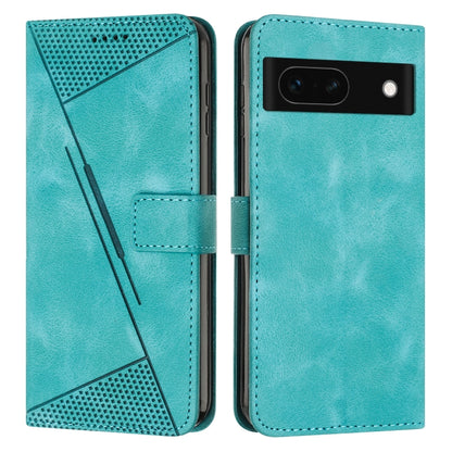 Teal leather phone case with geometric perforation and card slot
