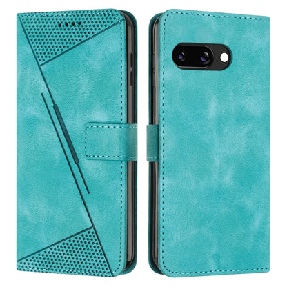 Teal leather flip phone case with perforated triangle texture and side card holder