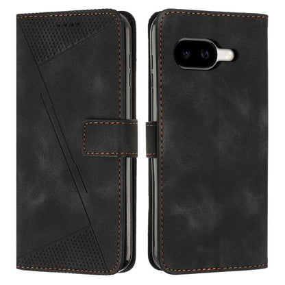 Black leather folio phone case with triangular texture, camera cutout, side closure