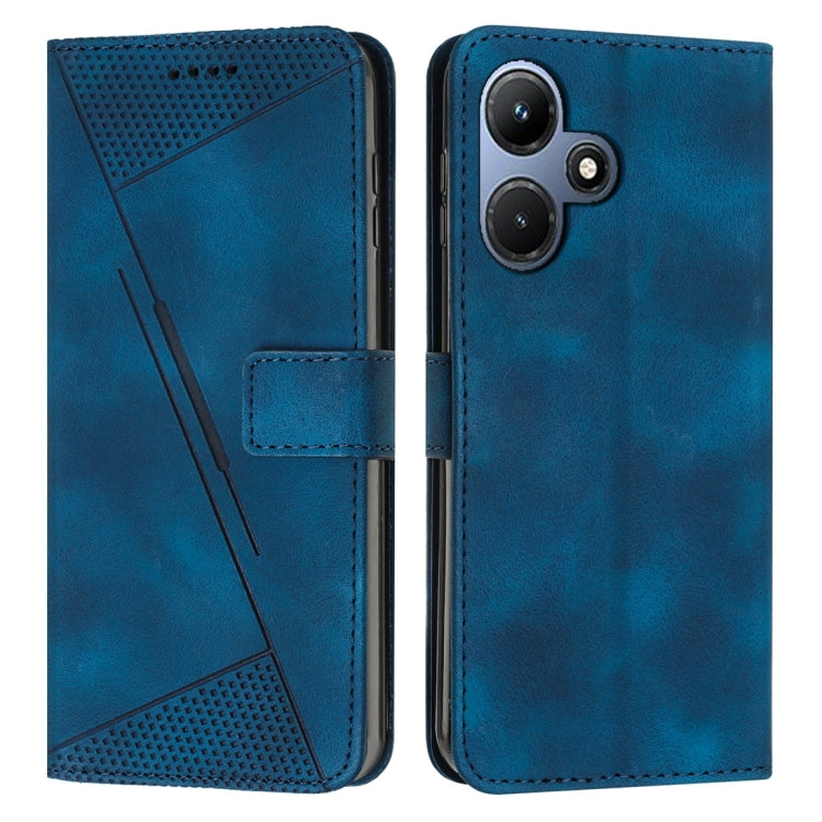 Blue flip leather phone case with card pocket and camera cutouts