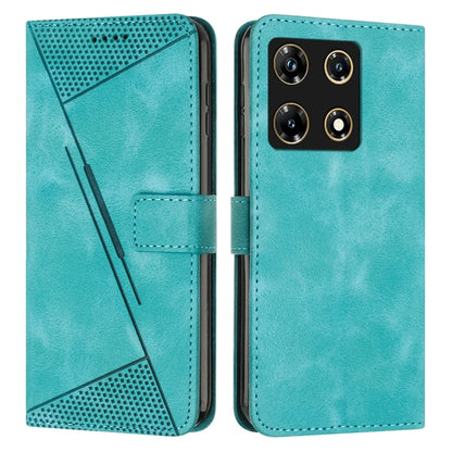 Teal leather flip phone case with perforated panel, card slot, and stitched edges