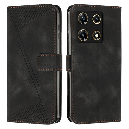 Black leather flip phone case with perforated panel and card slot, stitched trim