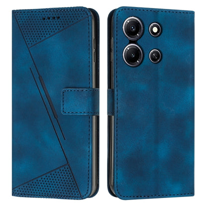 Blue leather flip phone case with camera cutout and front card slot