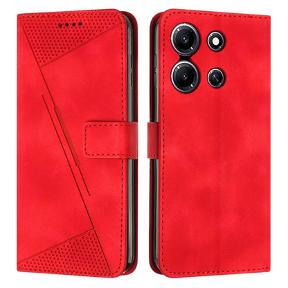Red leather flip phone case with camera cutout and front card slot