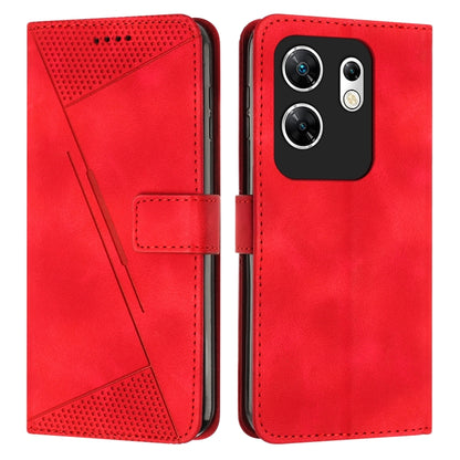 Red leather-style folio phone case with textured top panel and stitched card slot