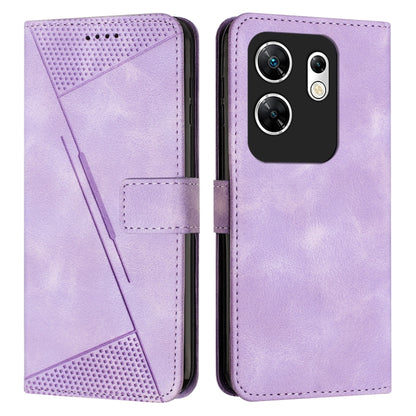 Purple leather phone case with triangle texture, card slot and camera cutout
