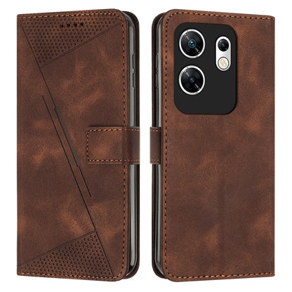 Brown leather phone case with triangle texture, card slot and camera cutout