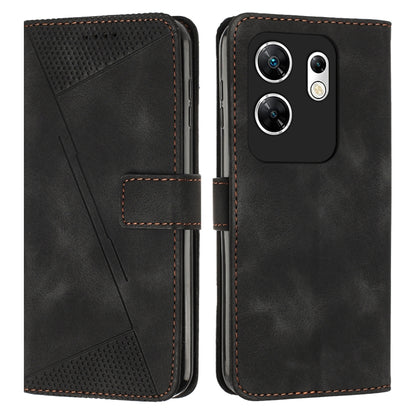 Black leather phone case with triangle texture, card slot and camera cutout