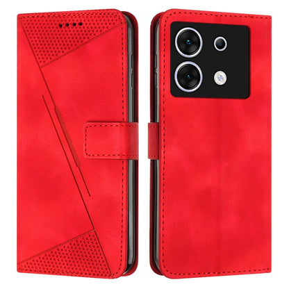 Red leather phone case with triangle texture, card slot and camera cutout