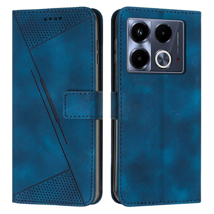 Blue leather-style folio phone case with textured flap and stitched card slot