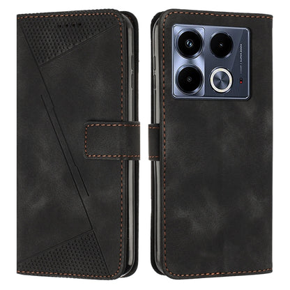 Black leather-style folio phone case with textured top panel and stitched card slot