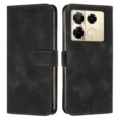 Black leather-style folio phone case with textured flap and stitched card slot