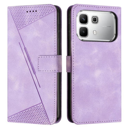 Purple leather-style flip phone wallet case with perforated top panel and card slot