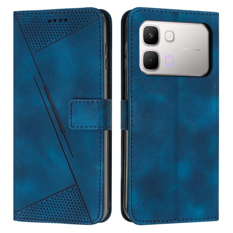 Blue leather folio phone case with card pocket and camera cutout for rear cameras