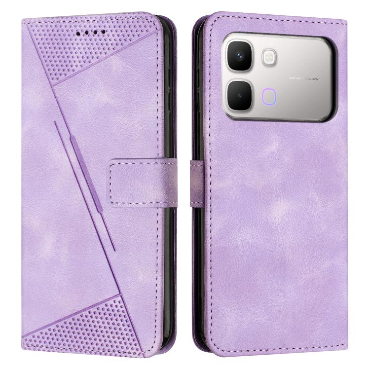 Purple leather wallet phone case with card slot and rear camera cutouts