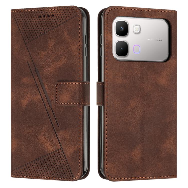 Brown leather folio phone case with card pocket and rear camera cutout
