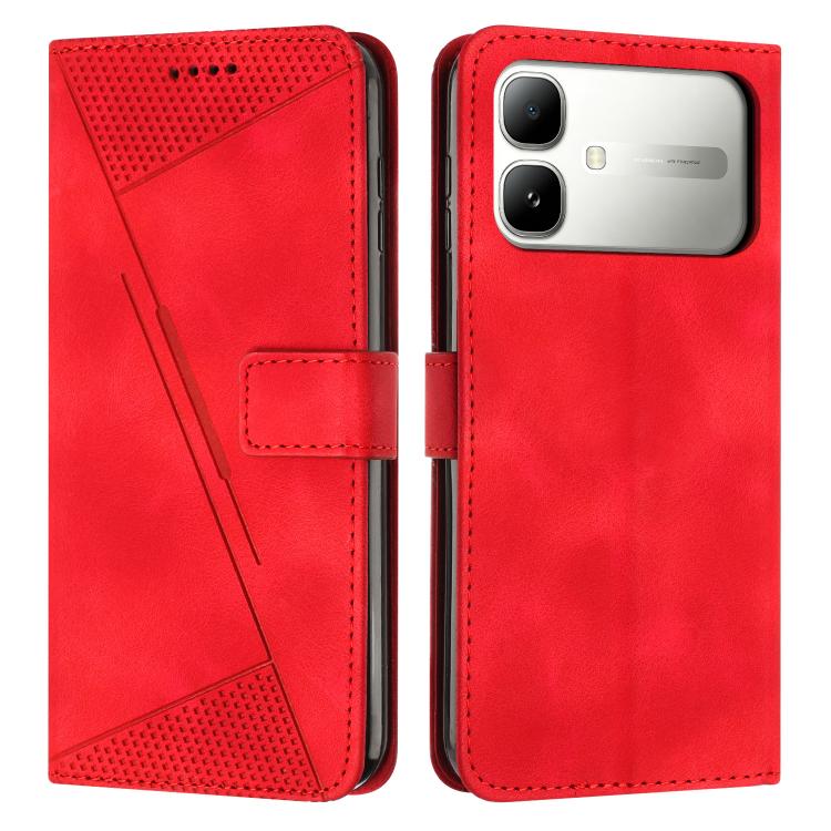Red leather folio phone case with card pocket and rear camera cutouts